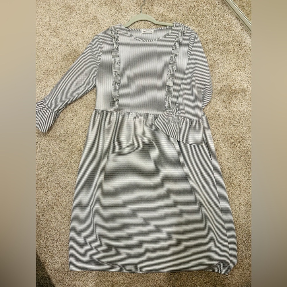 Grey and white striped dress